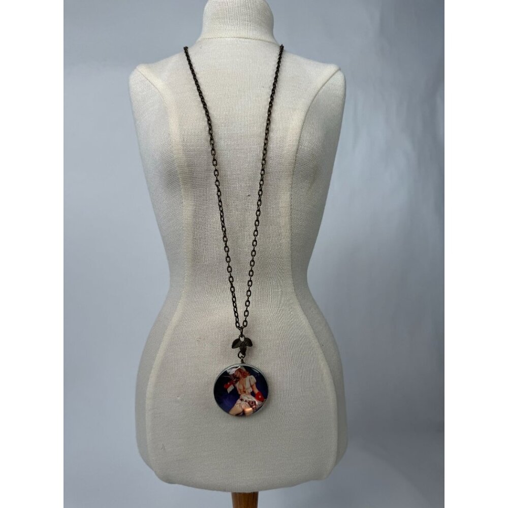 Vintage Gina Burns Pin-Up Girl Pendant Necklace With Chain